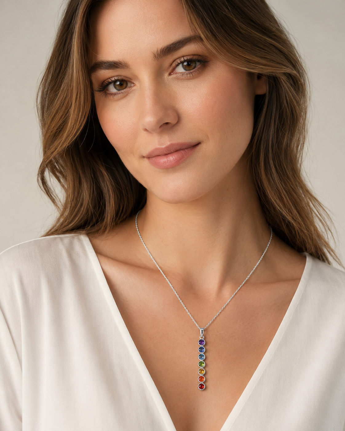 Chakra Pendant – Sterling Silver with Diamond-Cut Stones