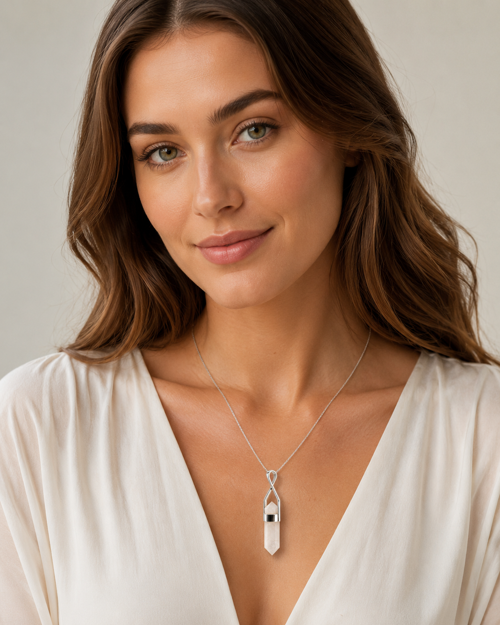 Crystal Pointer Pendant – Rose Quartz
