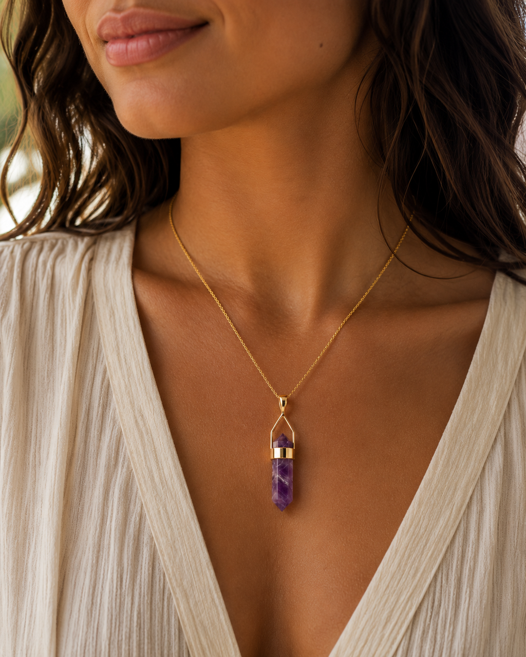 Amethyst Crystal Pointer Pendant