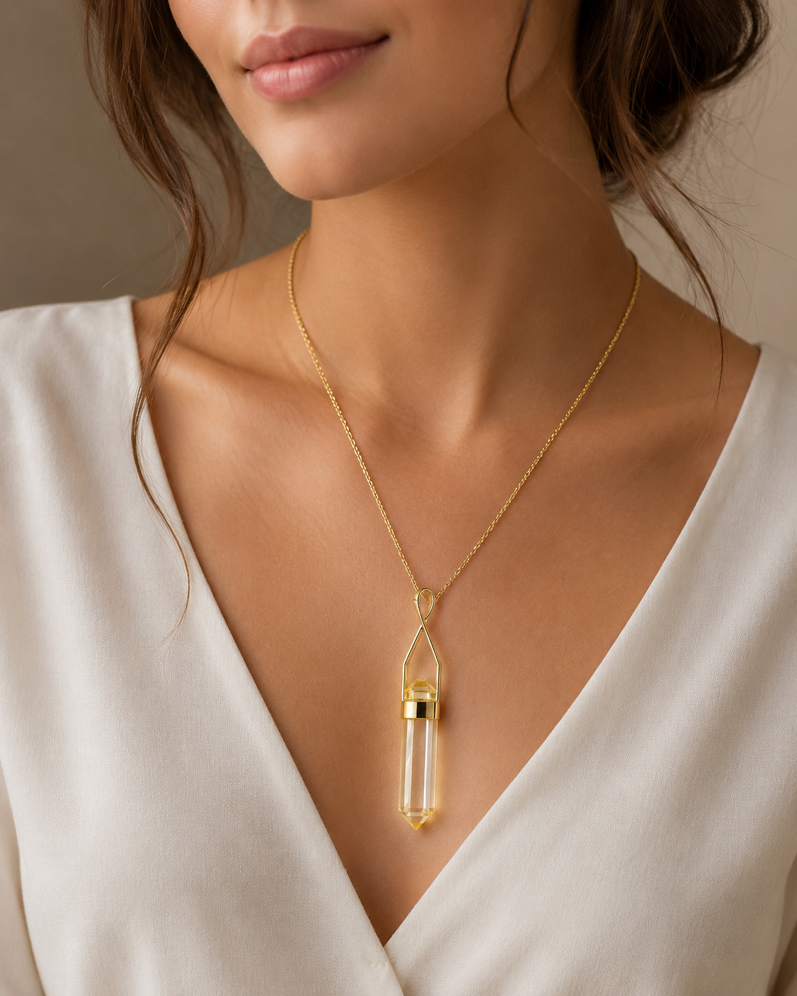 Clear Quartz Crystal Pointer Pendant