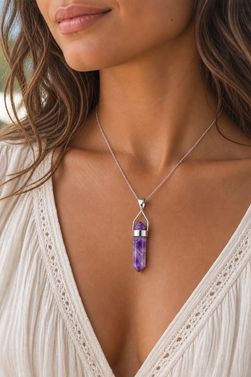 Amethyst Crystal Pointer Pendant