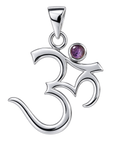 Ohm Pendant – Sterling Silver with Amethyst