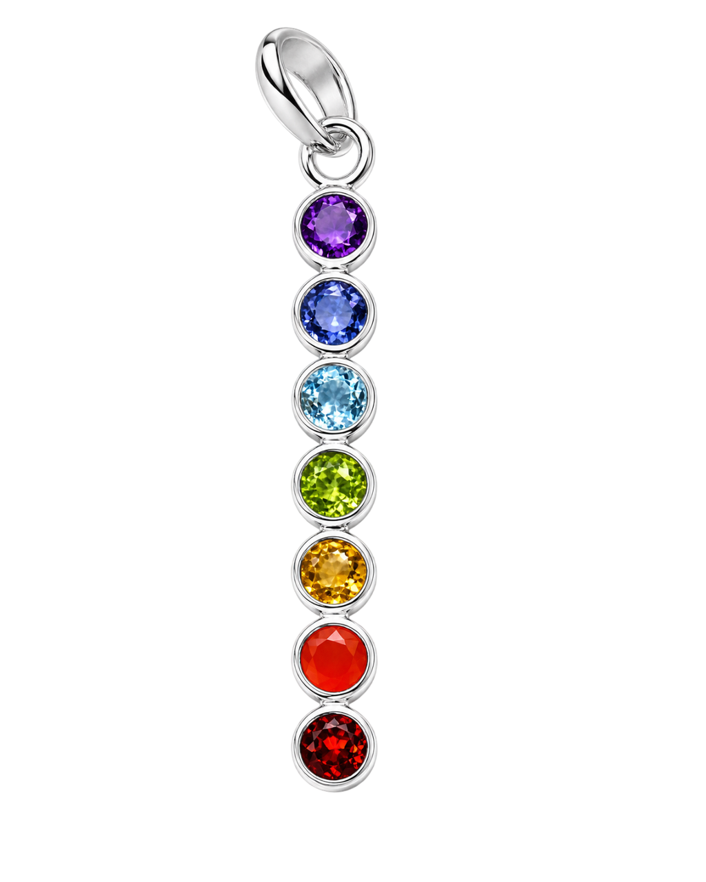 Chakra Pendant – Sterling Silver with Diamond-Cut Stones