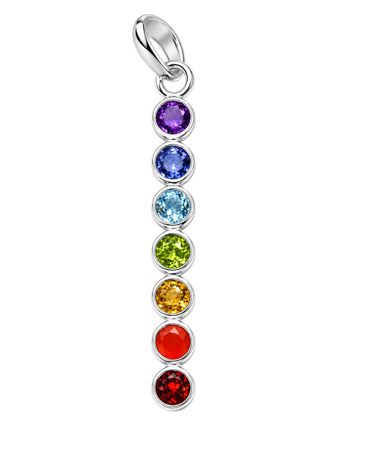 Chakra Pendant – Sterling Silver with Diamond-Cut Stones