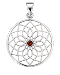 Lotus Pendant – Sterling Silver with Ruby